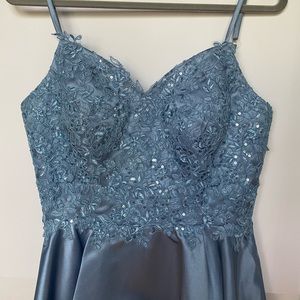 Akhoka Juniors Short Beaded Satin Homecoming Dress with Pockets